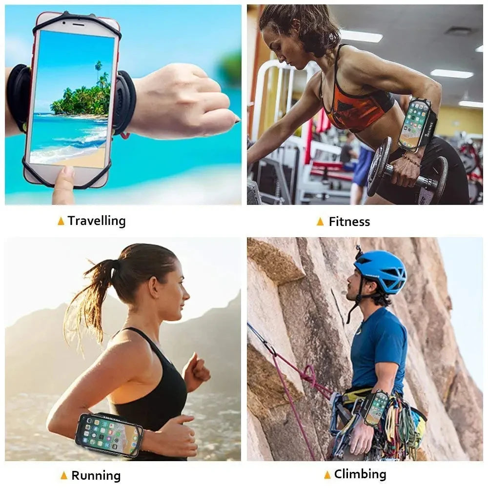 360° Rotatable Sports Wristband Phone Holder – Running Armband for Hiking Biking
