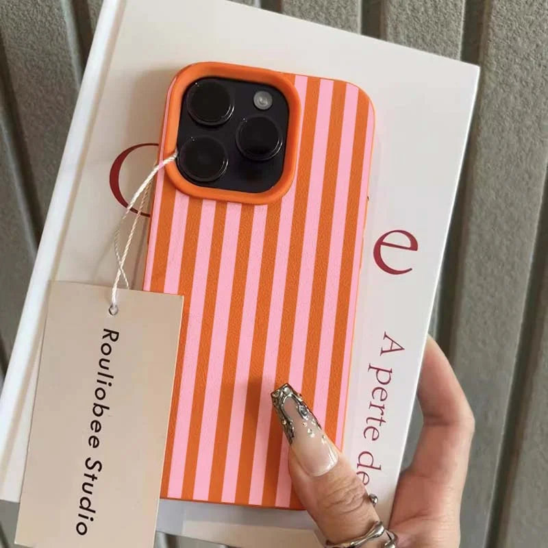 Colorful Striped INS Couple Phone Case for iPhone 17, 16, 15 — iPhone 16 Couple Case