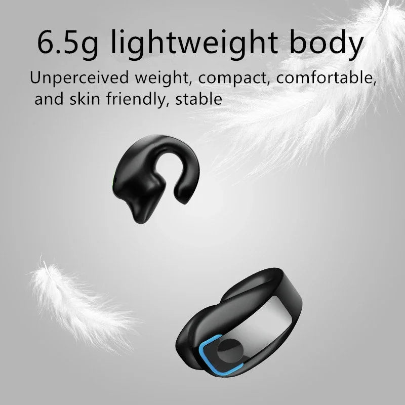 STTKGZD BT 5.3 Ear Clip Wireless Earphone | Open Ear 9D HiFi | Noise Cancel | 6g Ultralight Sport