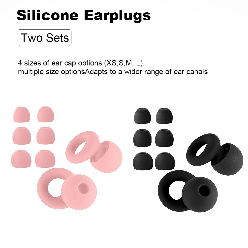 Silicone Earplugs 4 Sizes Hypoallergenic Reusable Noise Reducing