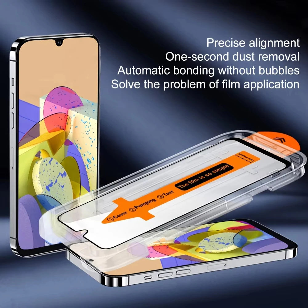 1-5 Pack Dust-Free Tempered Glass iPhone 17 Pro Max Air 16 15 14 13 12 Mini 11 XR XS X Anti-Blue Ray