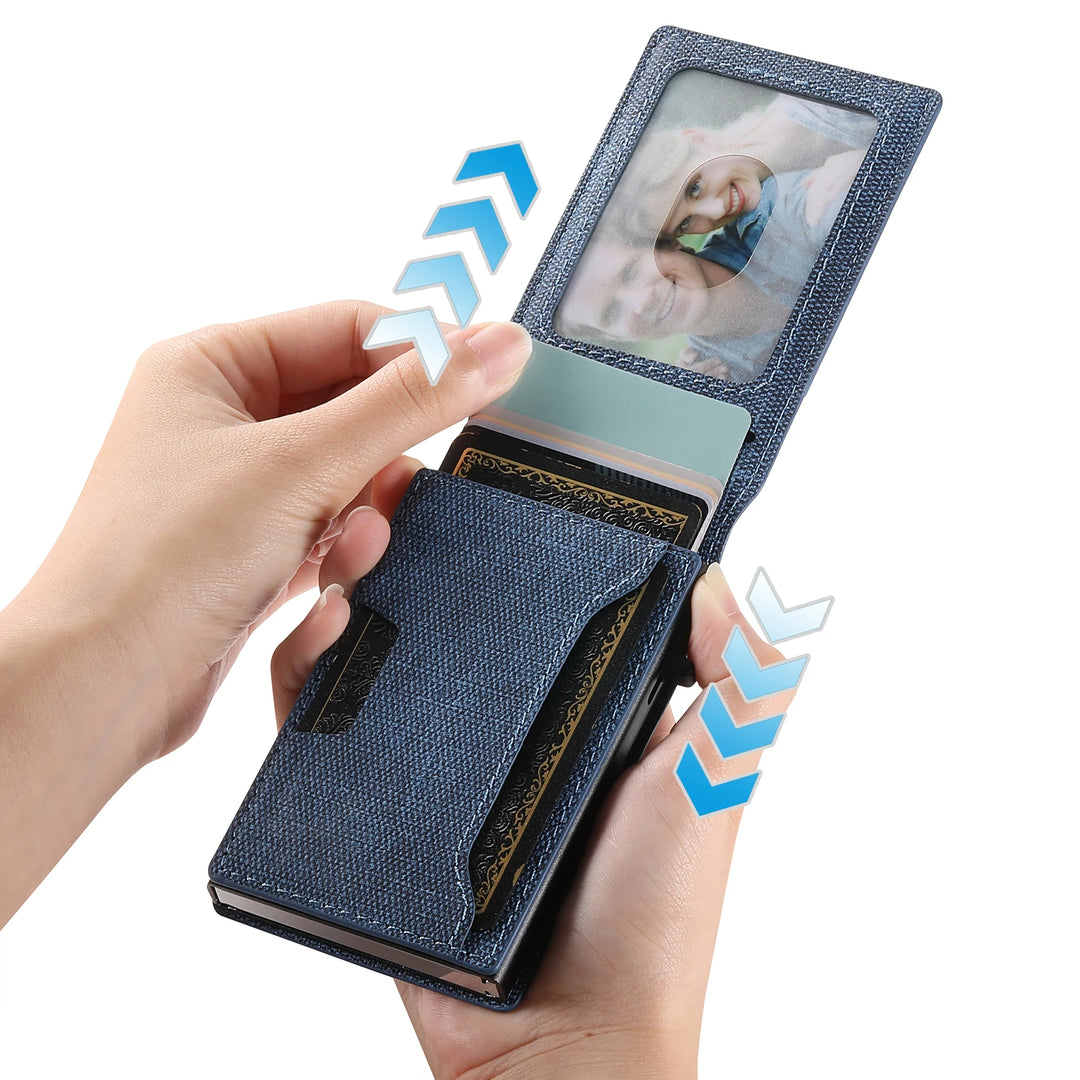 PU Leather Magnetic Card Holder Wallet Kickstand 12-Card