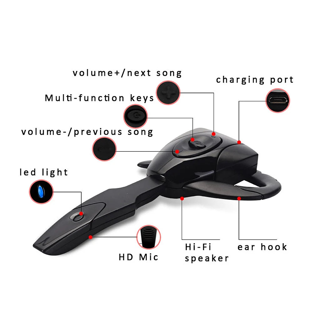 Elenxs Bluetooth 5.0 Ear Hook Headset with ANC for Drivers