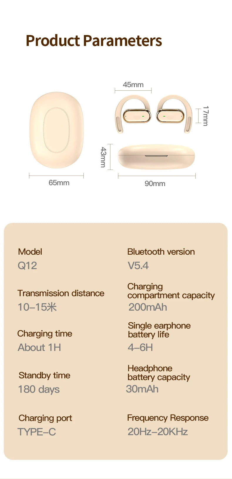 Kebidumei Bluetooth 5.4 Wireless Earphones