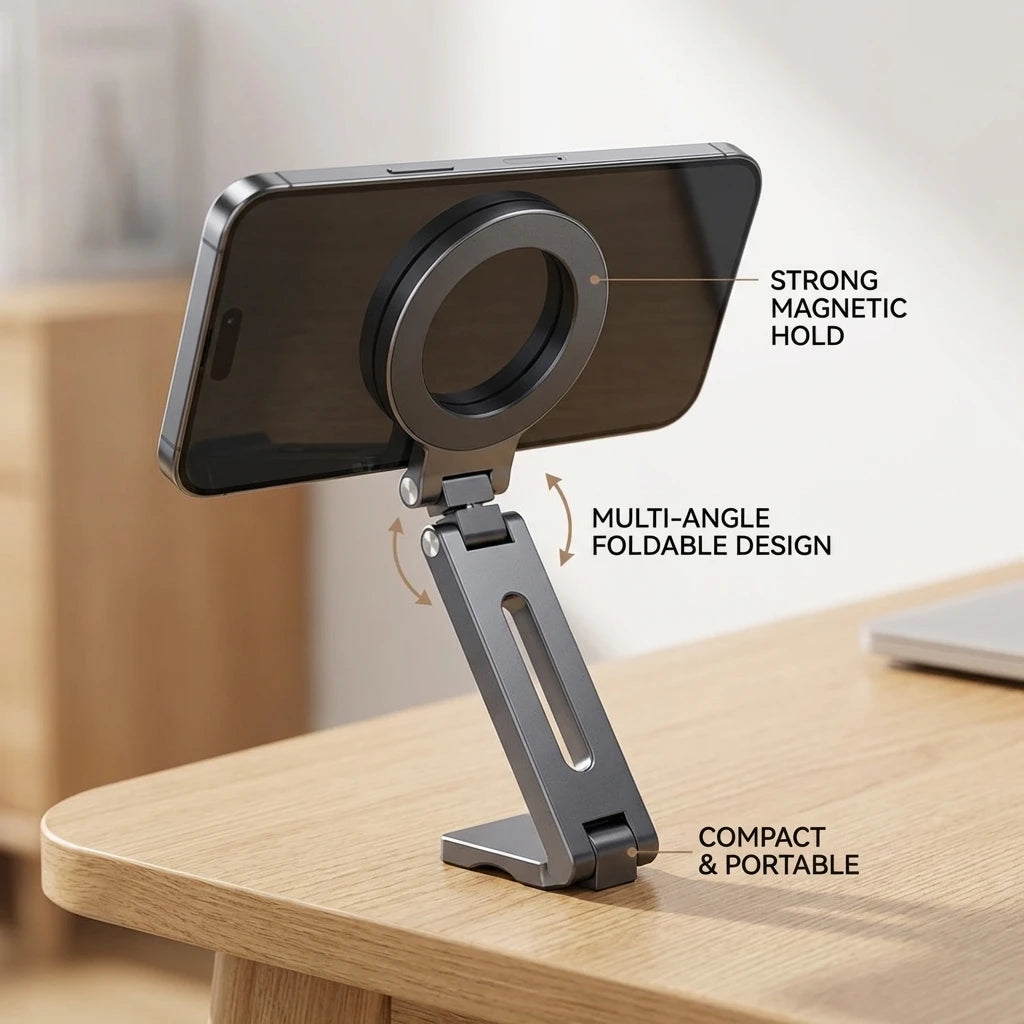 Foldable Magnetic Phone Holder – Airplane, Desk & Travel Mount, 360 Rotation