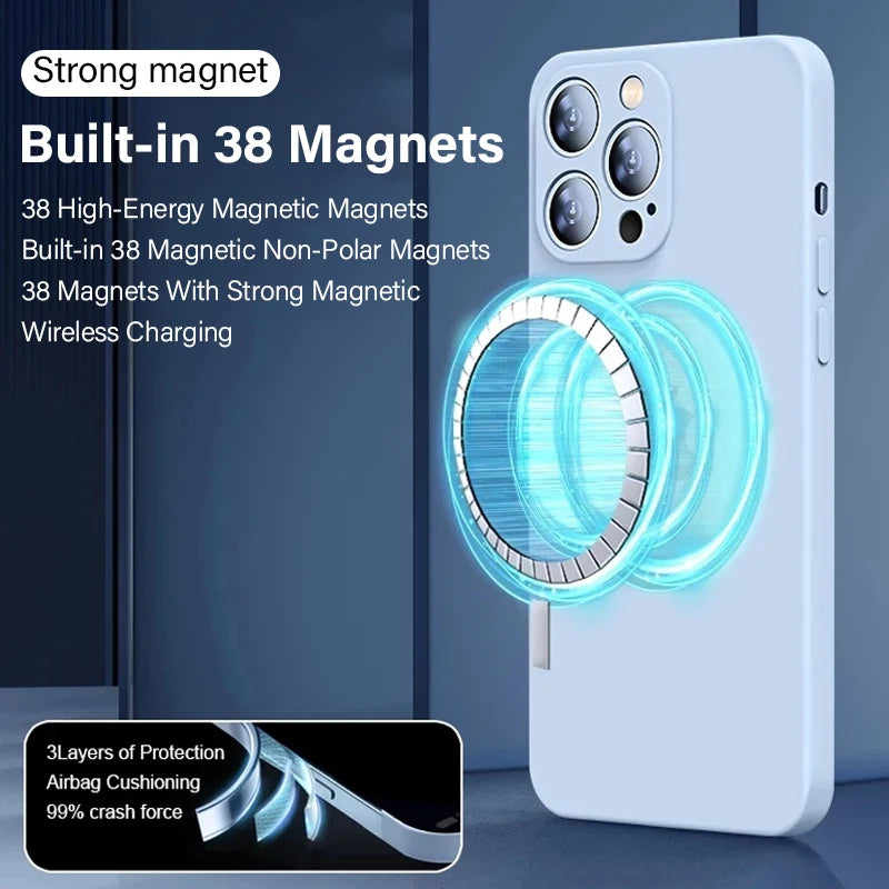 keai MagSafe Liquid Silicone iPhone Case | Magnetic Wireless Charging Cover iPhone 15–8 XR XS X