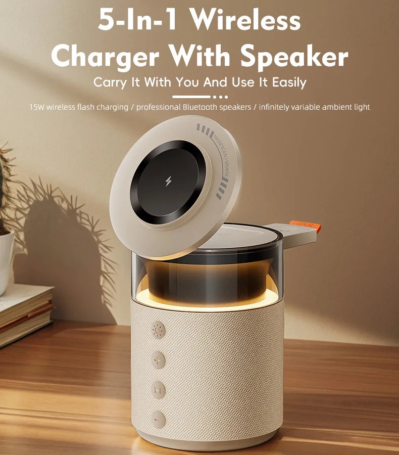Best Magnetic Wireless Charger with Speaker & Night Light for Phone — magsafe accessories