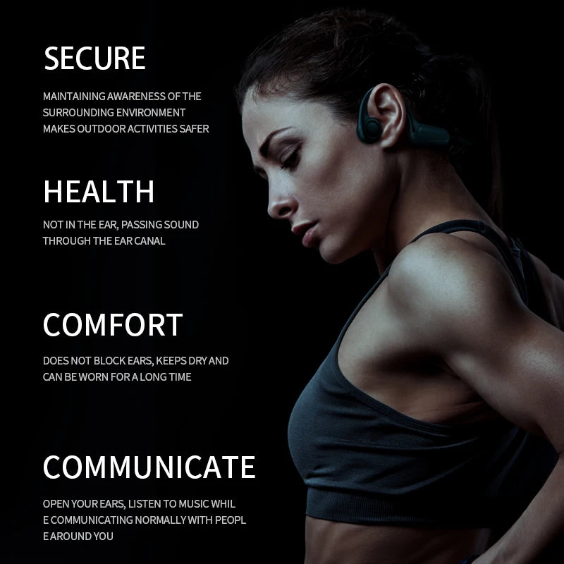 Bone Conduction Earphones Waterproof Bluetooth 5.3 - Best for Sports