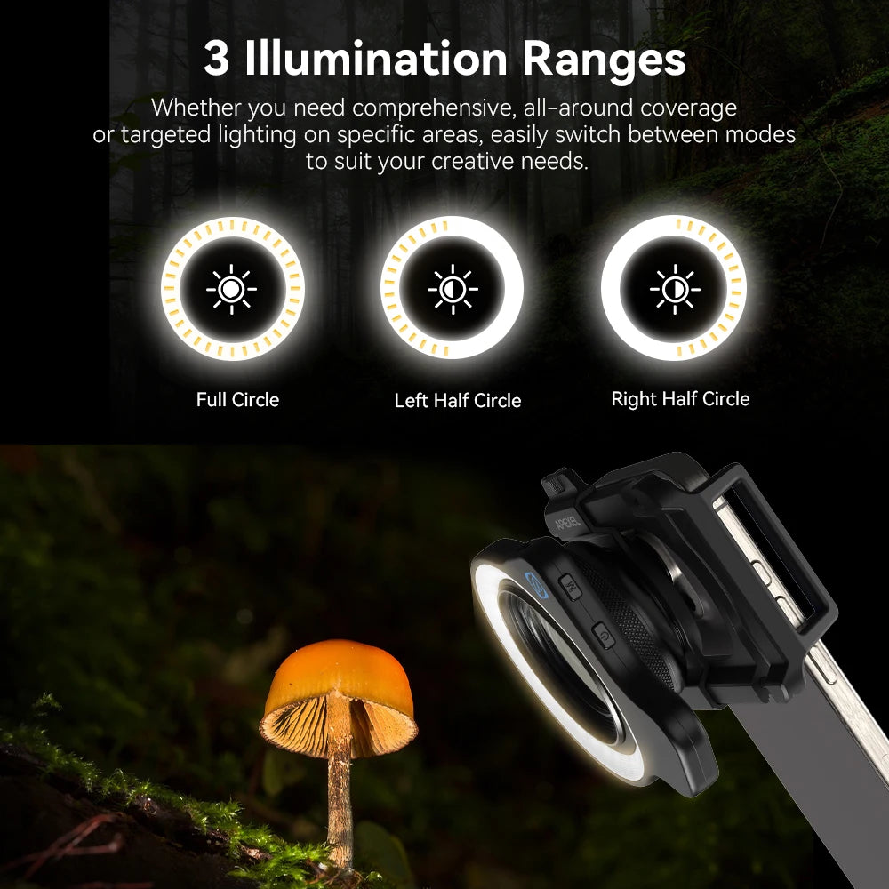 Apexel 37mm/52mm Thread Macro Lens Fill Light for Smartphones Cameras