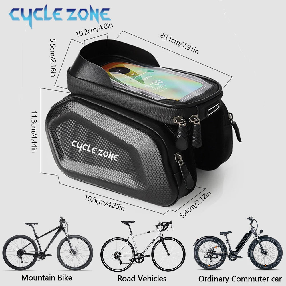 Buy Waterproof Bike Top Tube Bag – Touchscreen Phone Holder for MTB & Road – Best Waterproof Bike Top Tube Bag Phone Holder |