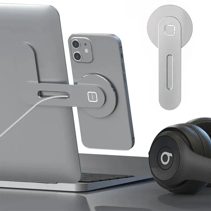 2025 Magnetic Laptop Monitor Phone Holder | Slim Foldable Side Mount | iPhone 14 13 12 Universal