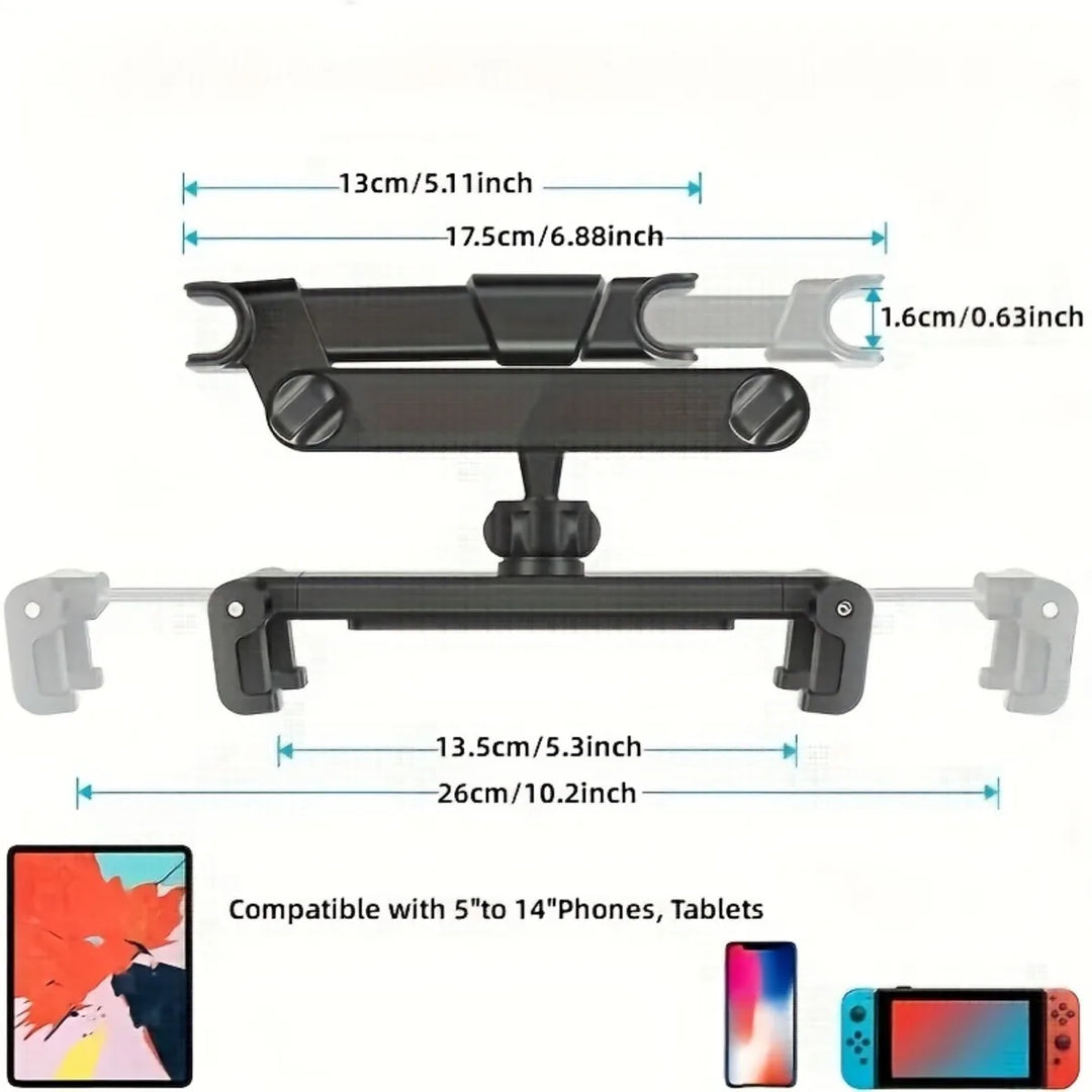 Car Headrest Tablet Holder | Adjustable Backseat Mount for iPad 4.7–12.9" | XMSJ