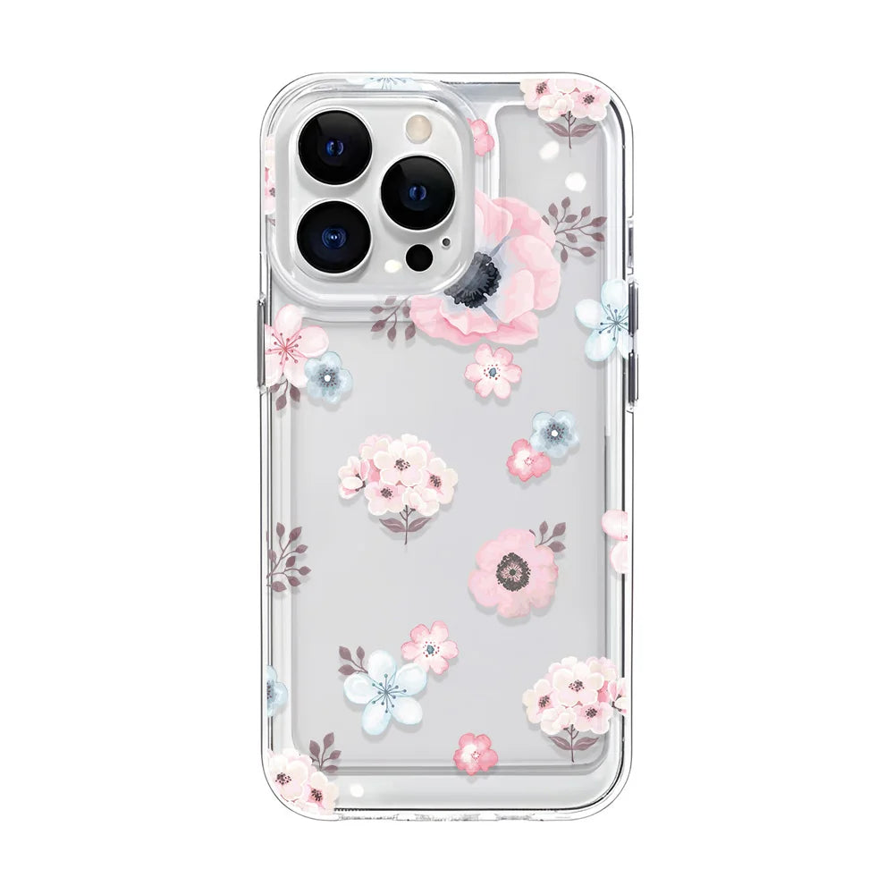 Floral Clear iPhone Case - Shockproof Silicone Bumper for iPhone