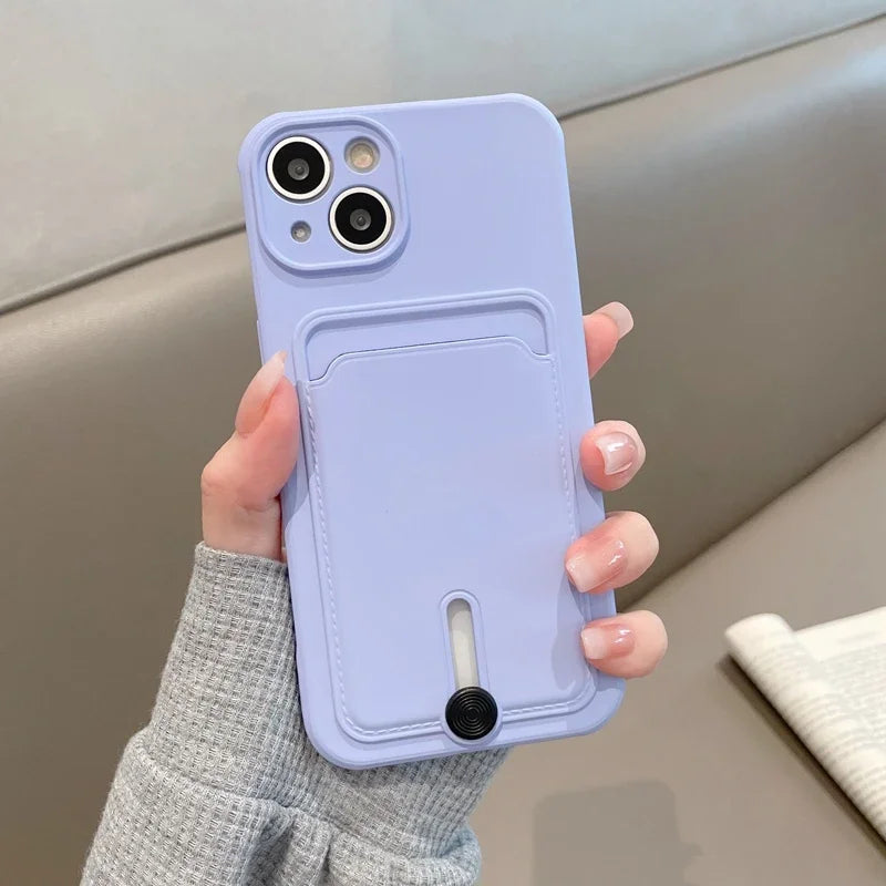 iPhone 16 15 14 Silicone Card Holder Case with Full Camera Protection — iPhone 16 Silicone Card Holder Case