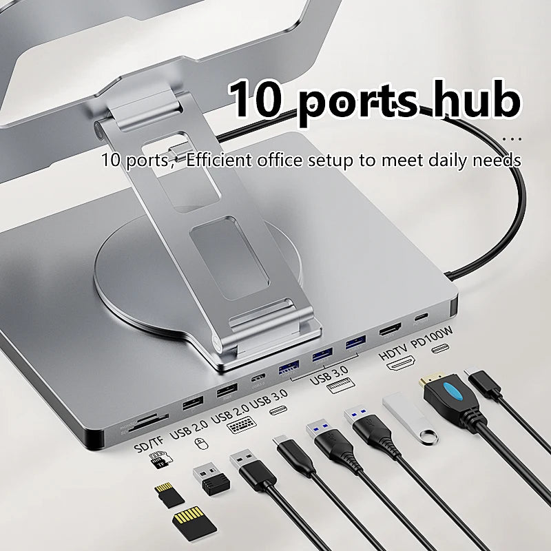 Best 10-in-1 Laptop Stand Hub, Laptop Professional Essentials — usb-c laptop stand hub