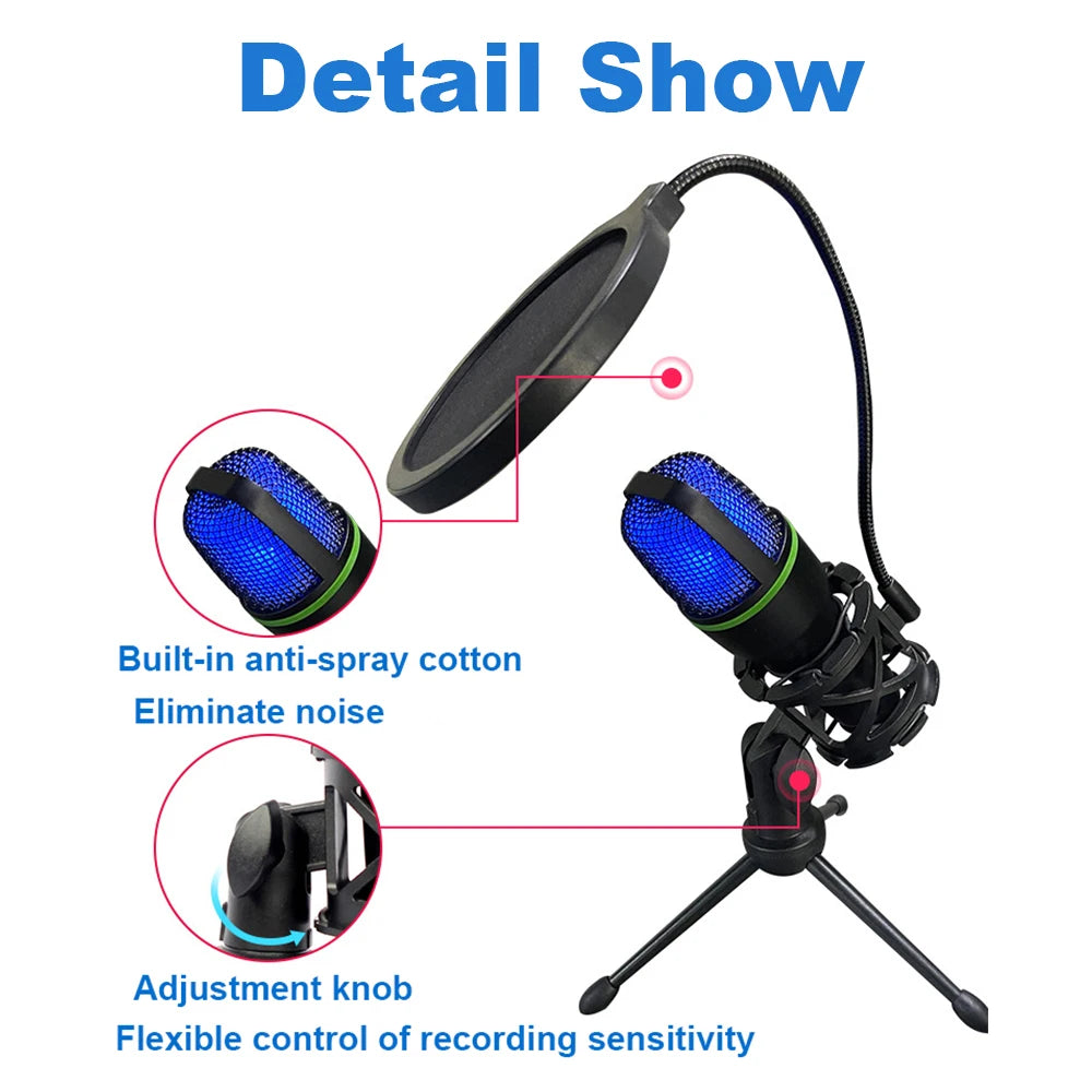 Lefon USB Condenser Microphone for Streaming and Podcasting