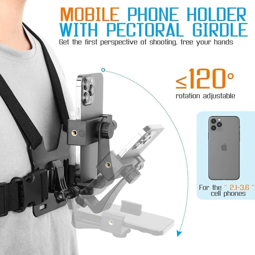 POV Chest Phone Mount Adjustable Strap Clip Opansten