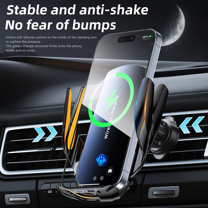 Wireless Charging Car Phone Mount – 360° Rotating Air Vent Holder with USB