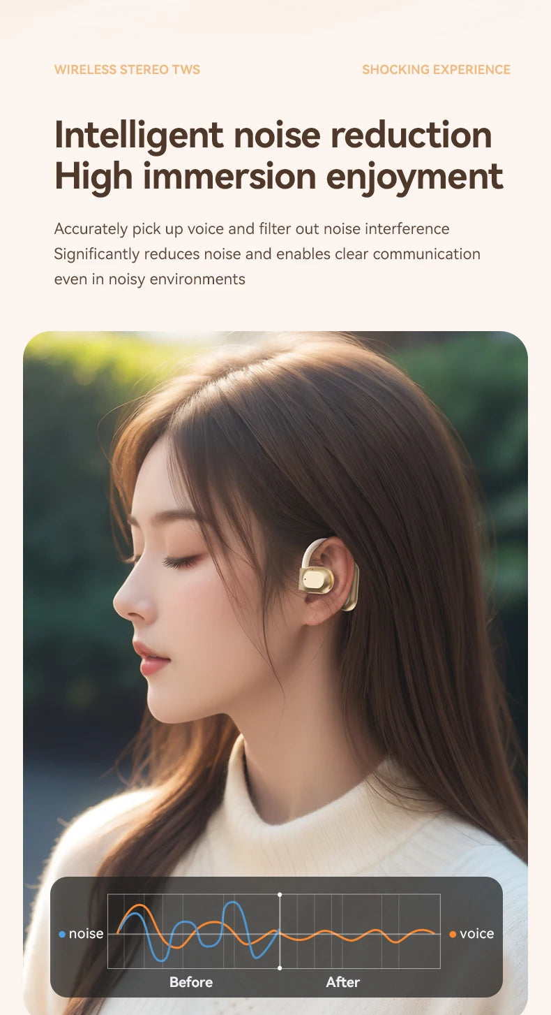 Bluetooth 5.3 Open-Ear Earphones with Active Noise Cancellation