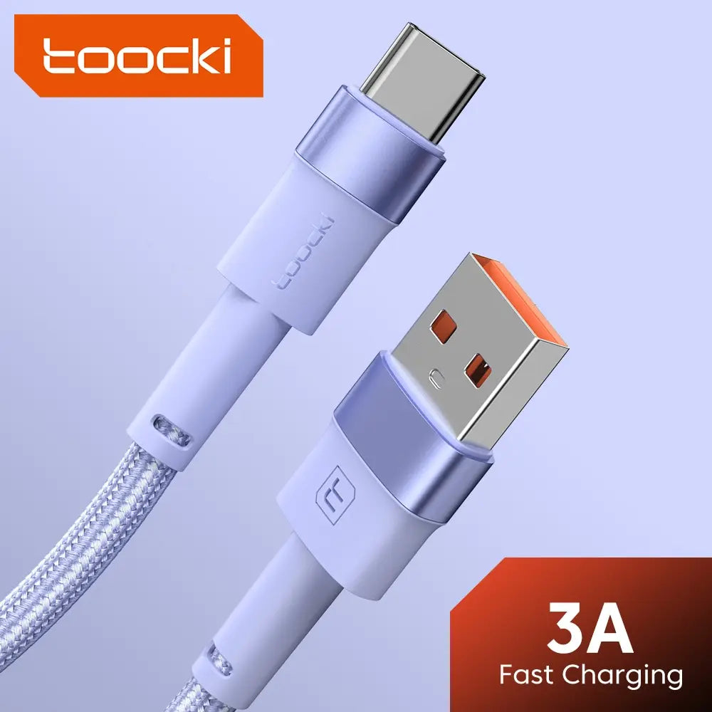 Toocki 2-Pack 3A USB-A to Type-C Cable | Fast Charging Braided Cord Xiaomi Realme Poco Samsung