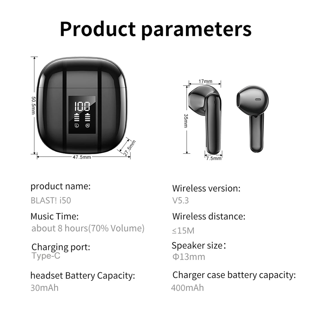 BLAST! i50 Best Wireless Earbuds for iPhone and Android — BLAST earbuds
