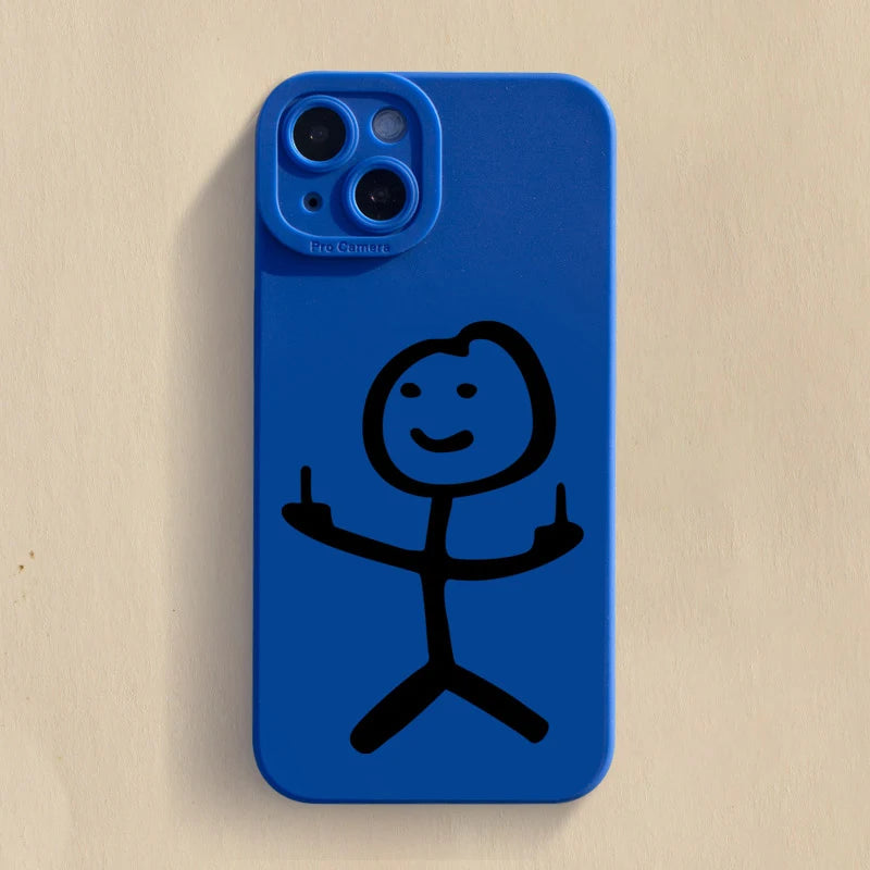Cartoon Matchman iPhone Case | Funny Cute Matte TPU Shockproof Cover iPhone 15–7 XR XS SE