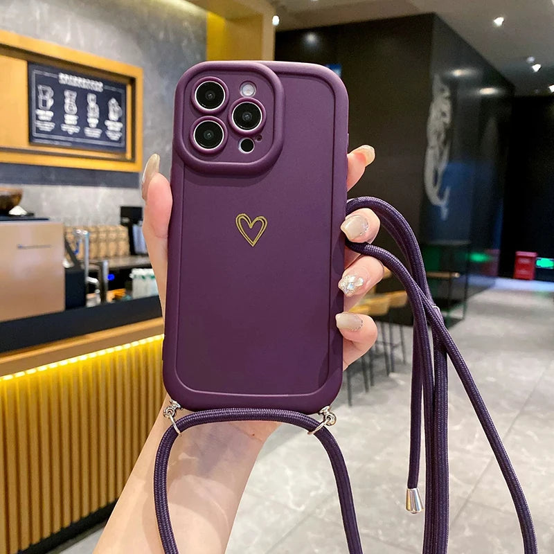 Magsafe Accessories - Love Heart Crossbody Phone Case for iPhone 17, 16 Pro Max