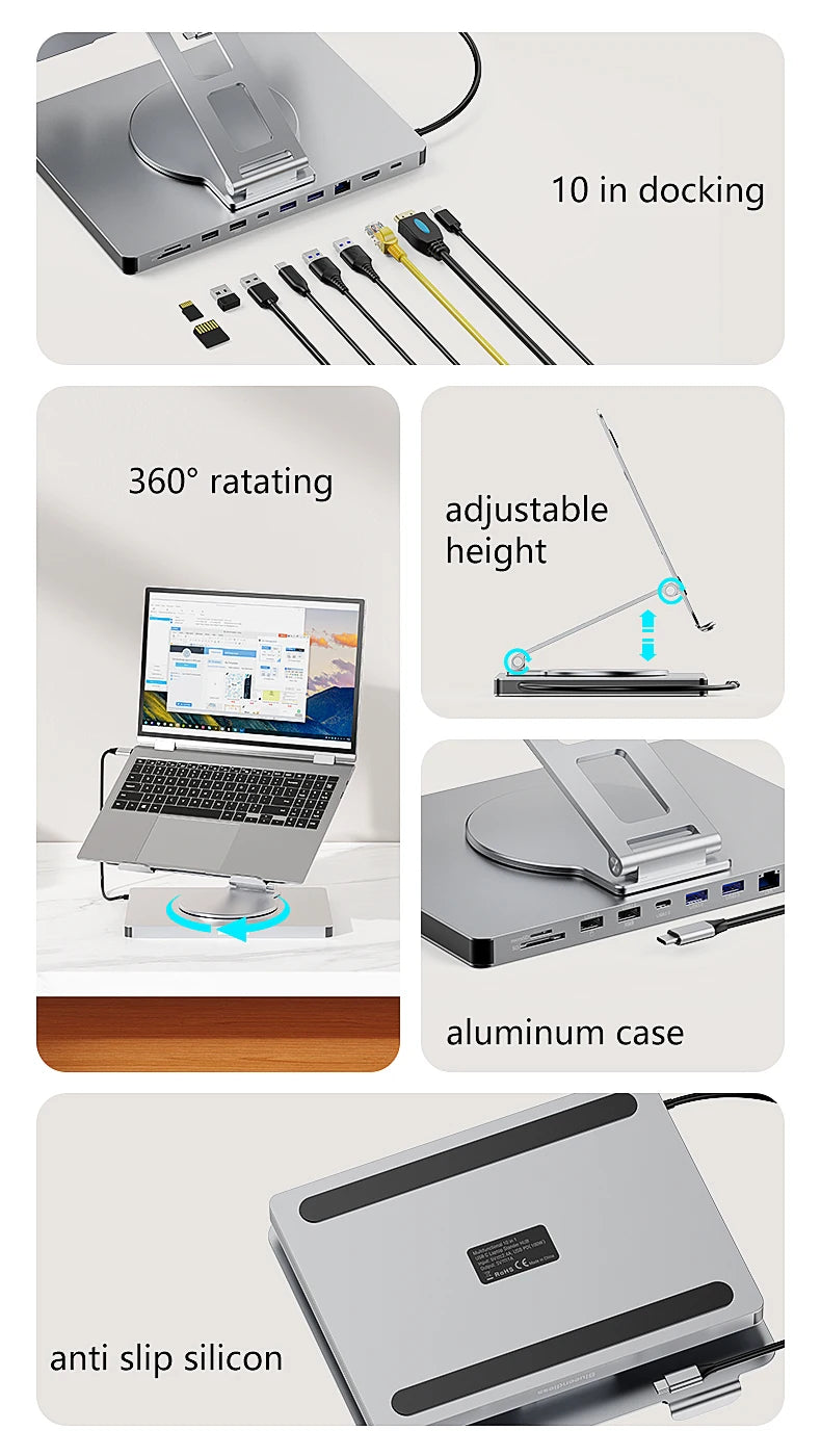 Best 10-in-1 Laptop Stand Hub, Laptop Professional Essentials — usb-c laptop stand hub