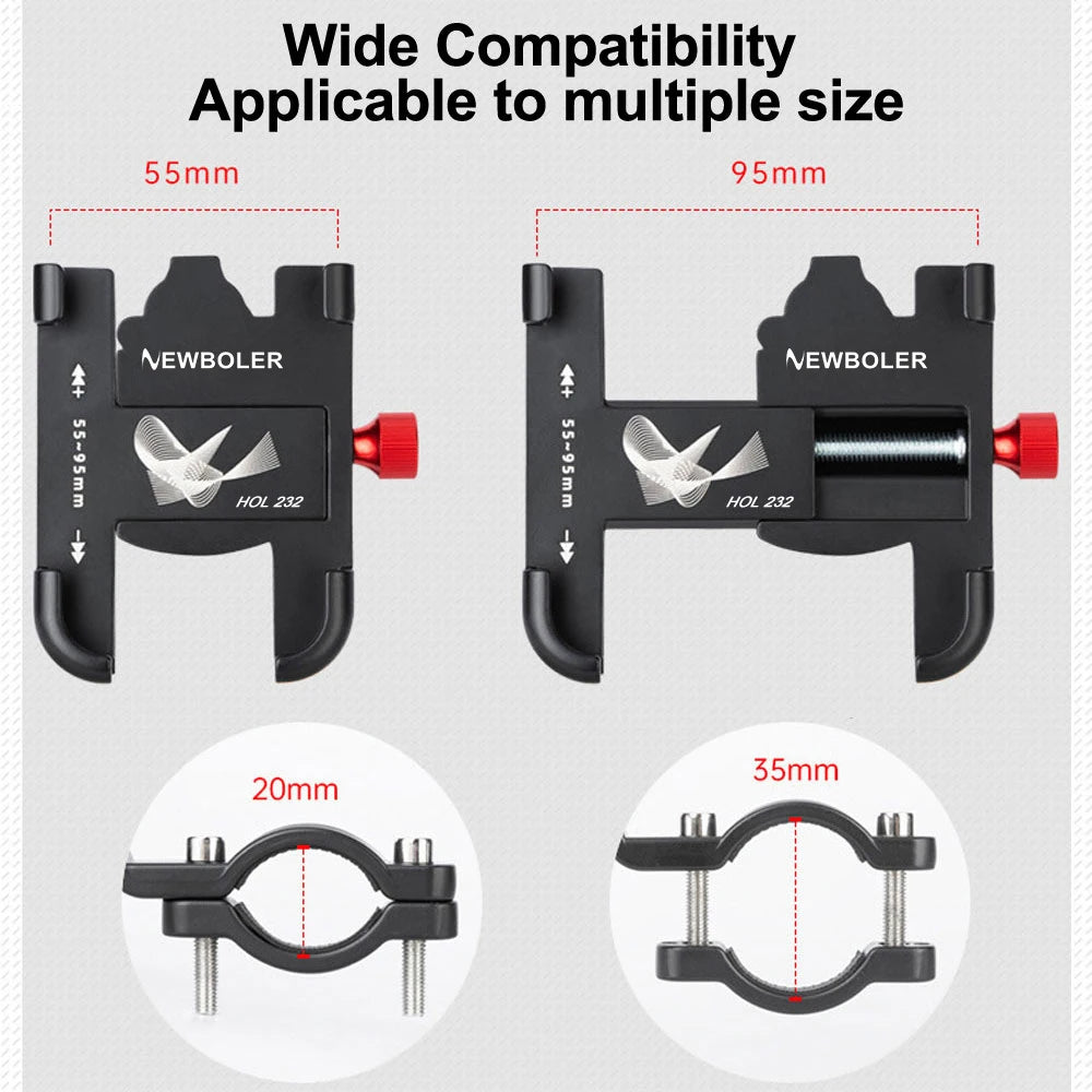 NEWBOLER Aluminum MTB Bike Phone Mount – 360° Rotatable Holder