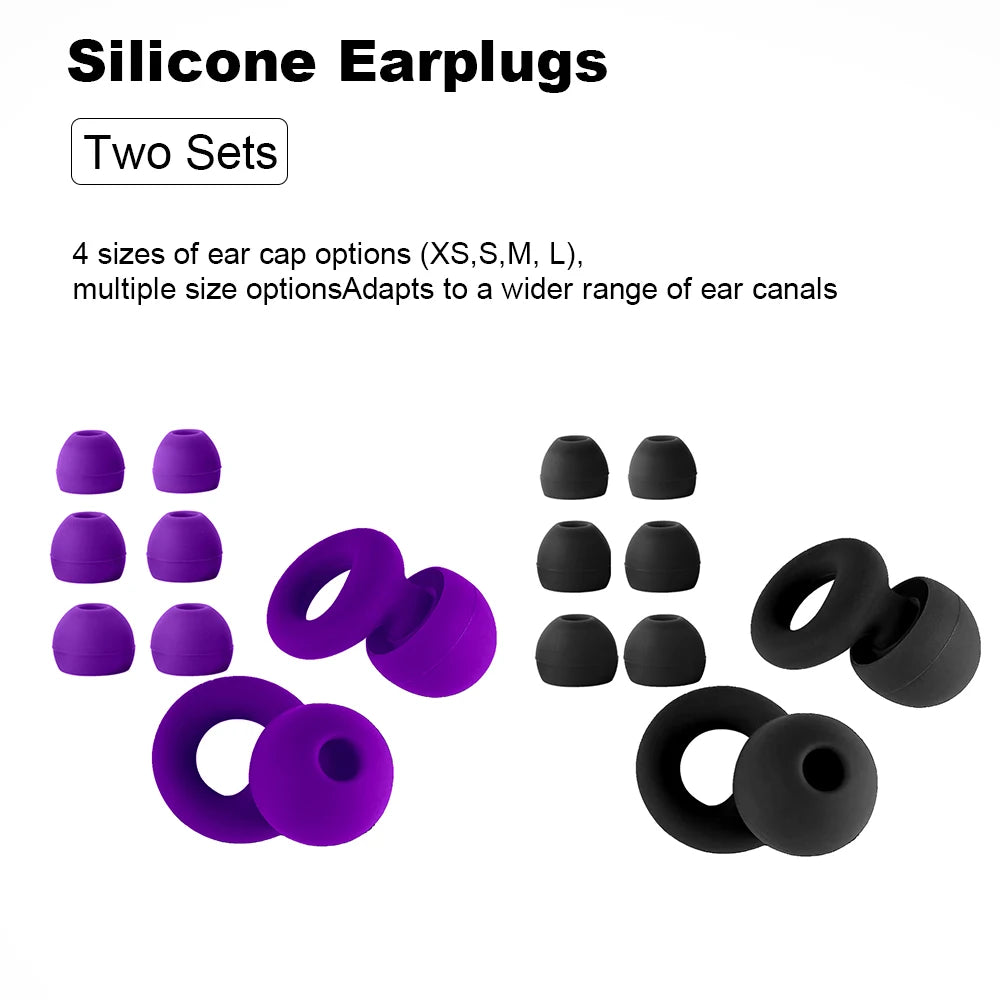 Silicone Earplugs 4 Sizes Hypoallergenic Reusable Noise Reducing