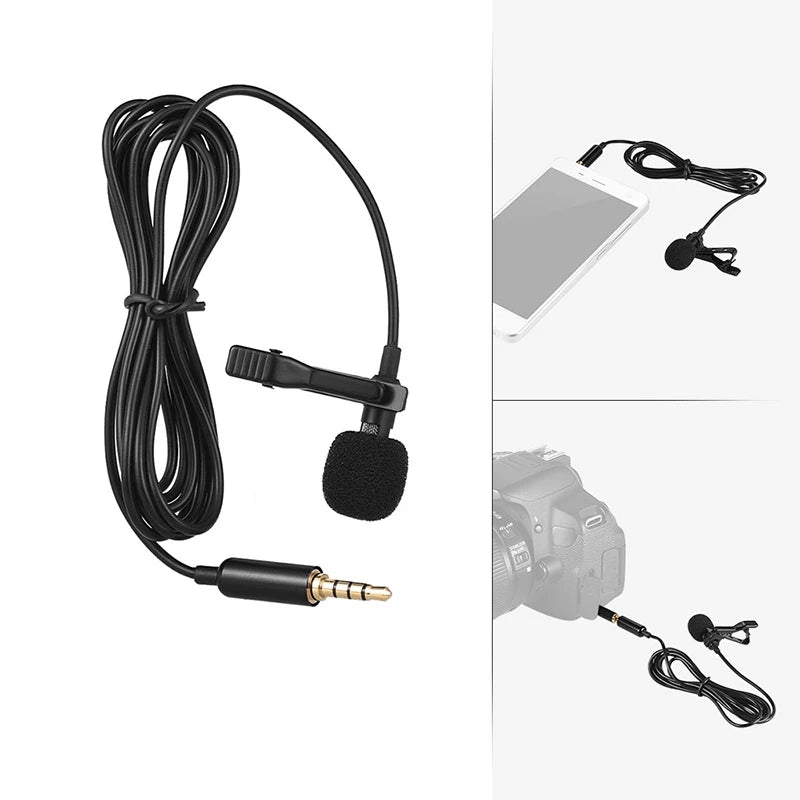Mini Wired Lavalier Microphone | USB & 3.5mm Clip-On Lapel Mic for Laptop PC DSLR iPhone