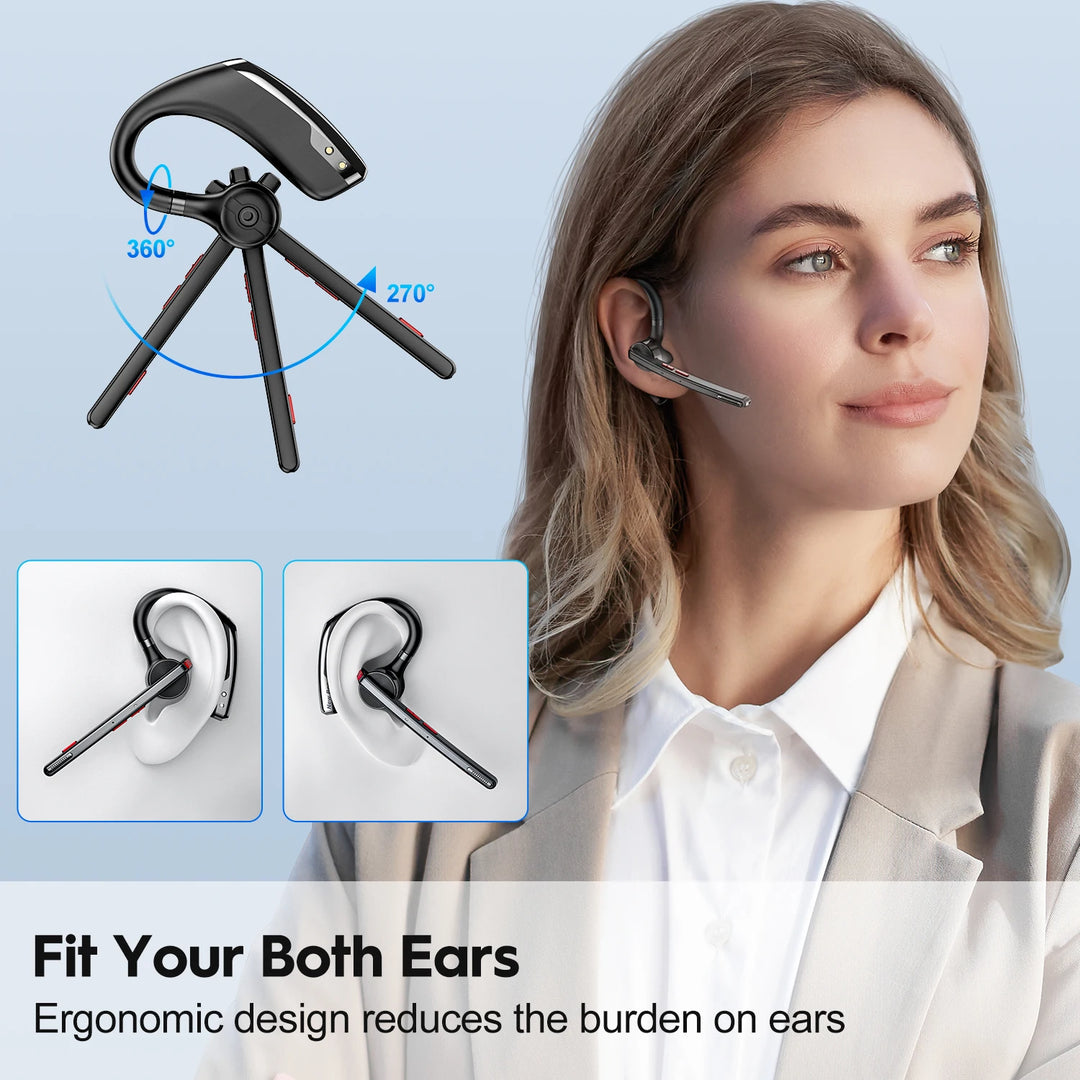 New Bee M51 Wireless Bluetooth Headset with Dual-Mic CVC8.0 Noise Cancelling for Professionals