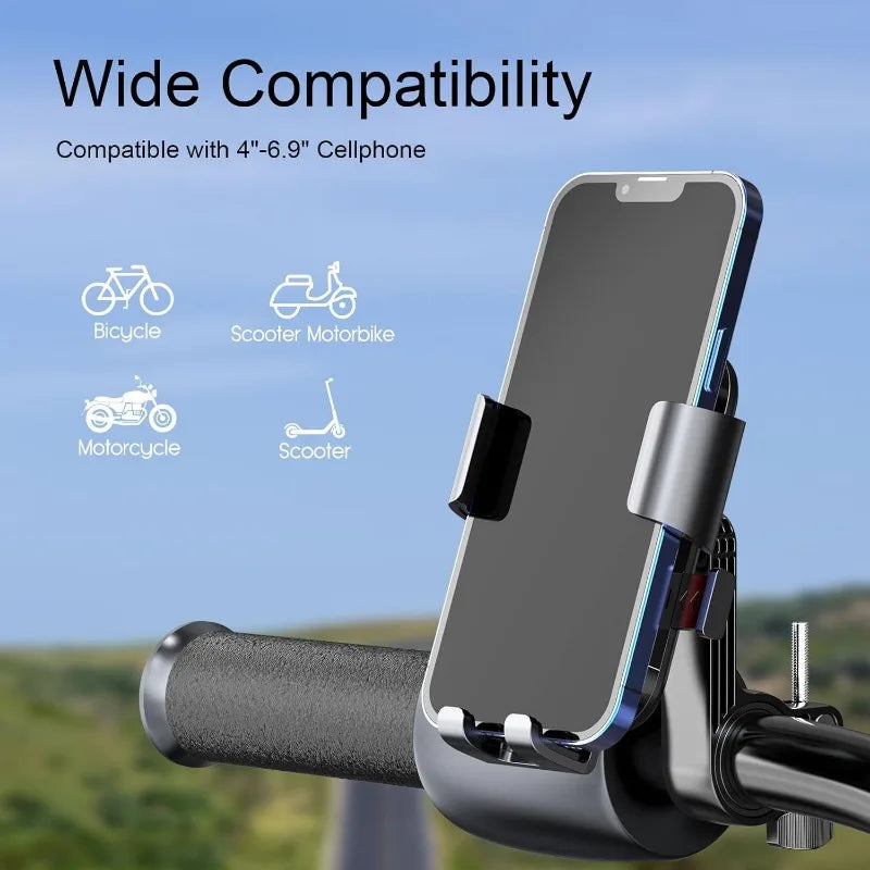 360° Bike Phone Mount – One-Hand Operation Handlebar Holder 4–6.9"