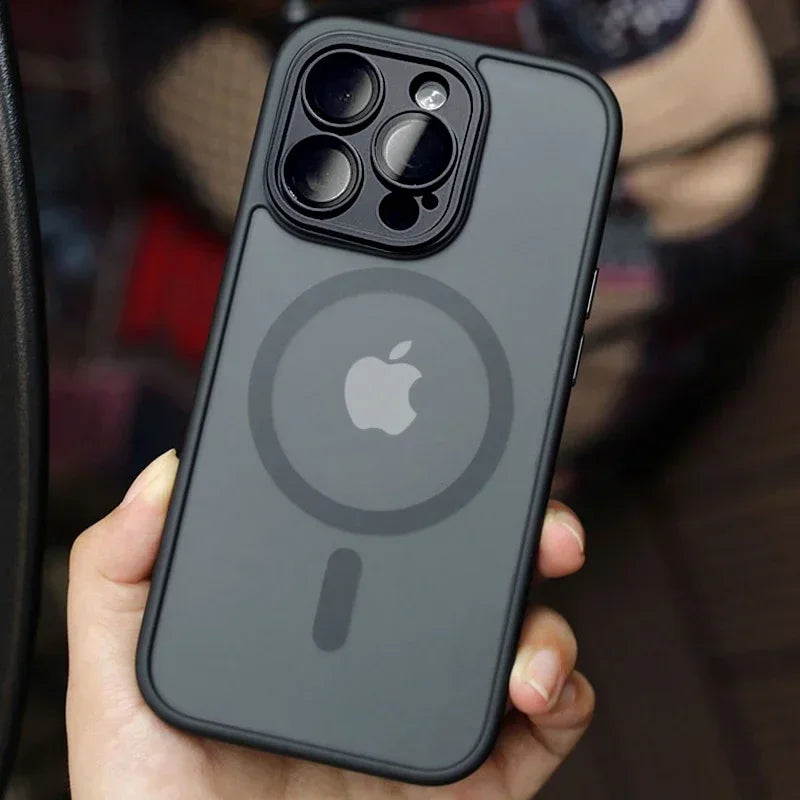 Magnetic Luxury Lens Protector Matte Translucent MagSafe Case | iPhone 17–11 Pro Max Shockproof Cover