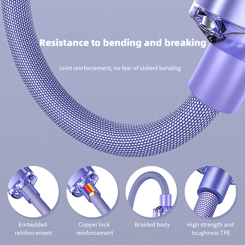 120W 6A USB-A to USB-C Fast Charging Cable | Braided Data Cord Xiaomi Oppo Samsung PD Quick Charge