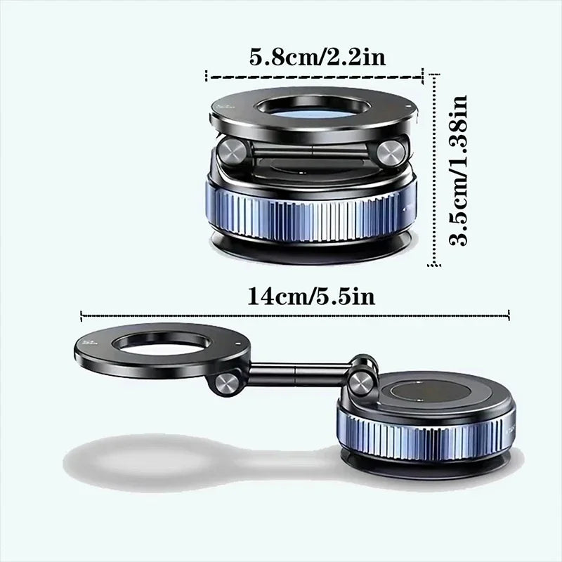 Aluminum Magnetic Car Phone Mount - 16 Magnets, Suction Cup