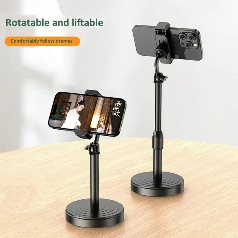 Adjustable Telescopic Phone Stand – 360 Rotation Desk Holder for Live Streaming