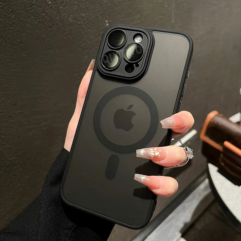 QIXTWO Luxury Matte Armor MagSafe iPhone Case | Shockproof Wireless Charging iPhone 17–11 Pro Max