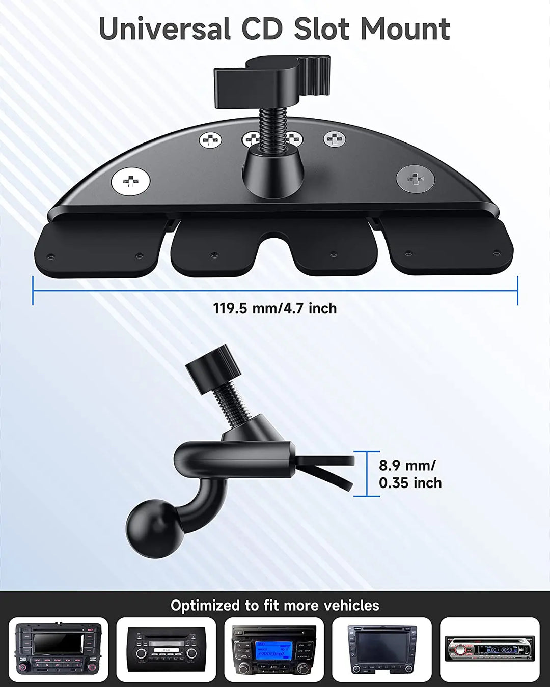 17mm Ball CD Slot Car Mount – Adjustable Phone & Tablet Holder