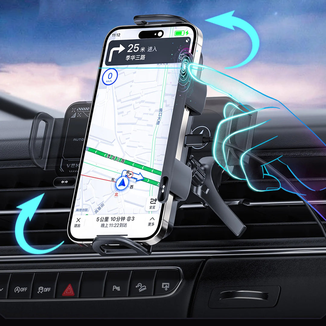 Electric Car Phone Mount Wireless Charger Auto-Clamp 15W