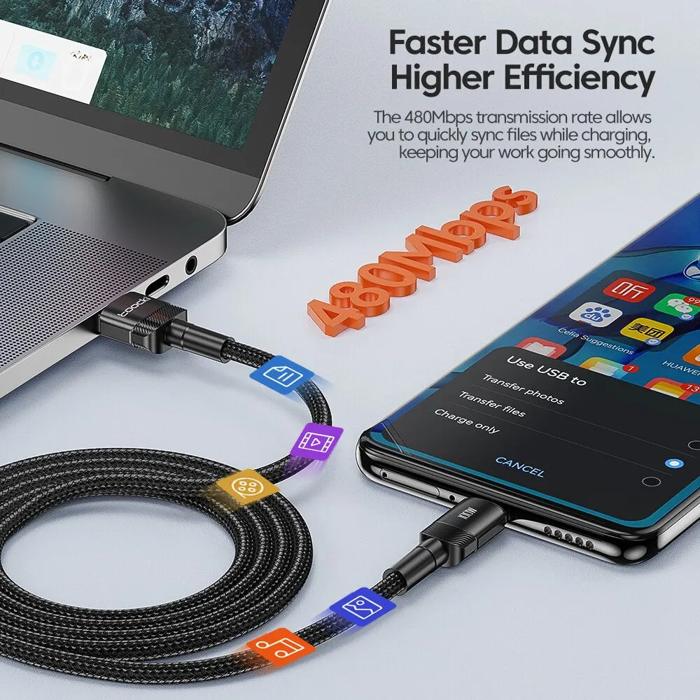 Toocki 6A USB-C Fast Charging Cable | 100W PD Braided Cord iPhone 15 Huawei Realme Oppo OnePlus