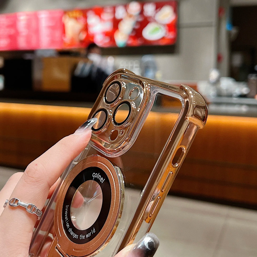 EIENACOCO Magnetic Bracket iPhone Case | MagSafe Ring Kickstand Shockproof | iPhone 17–12 Pro Max