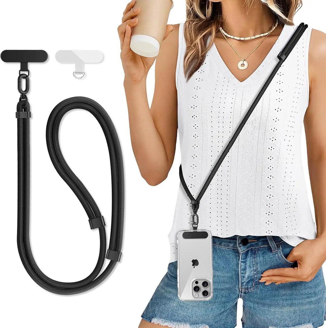 Adjustable Crossbody Phone Lanyard – Anti-Lost Neck Strap with Patch for All Phones