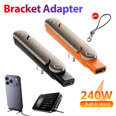240W USB-C Adapter, Male to Female OTG with Foldable Stand