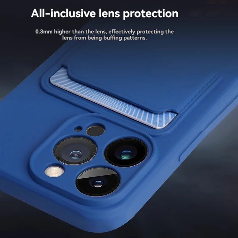 Clear TPU Phone Case with Card Slot iPhone 11-16 Pro Max