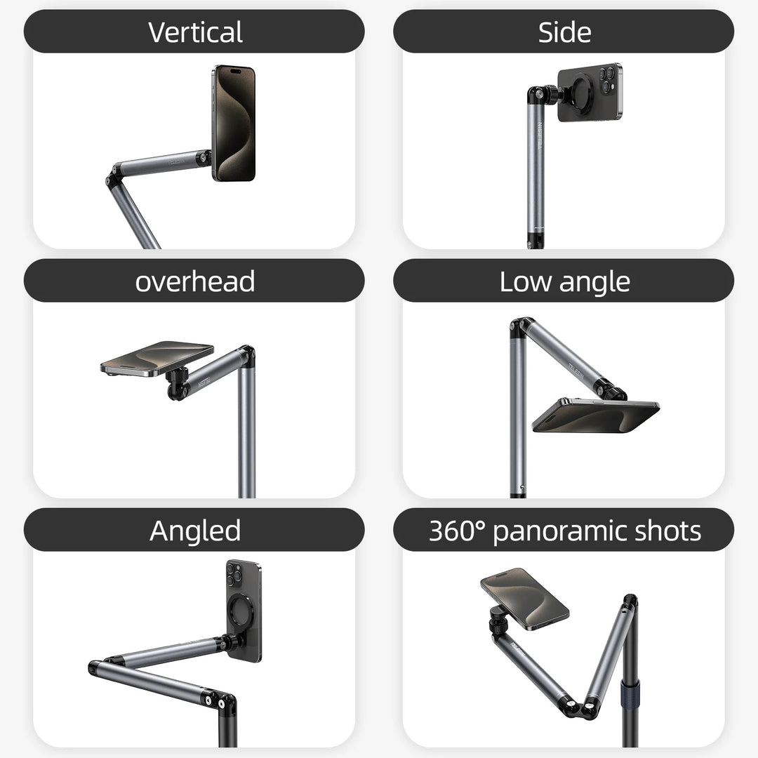 TELESIN Magnetic Phone Floor Stand with 360 Rotating Arm for Live Streaming & Video