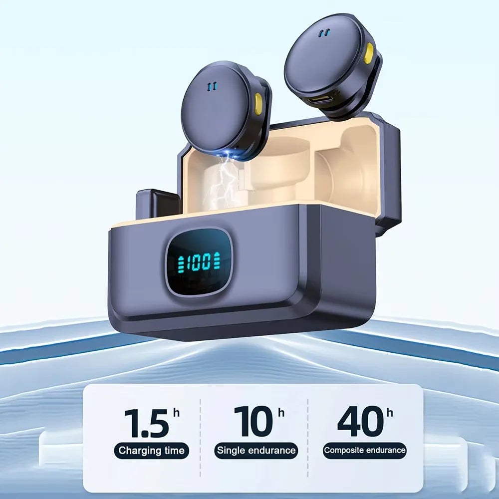 Wireless Lavalier Microphone 2.4GHz | Magnetic Clip-On Mic with Charging Case for iPhone Android