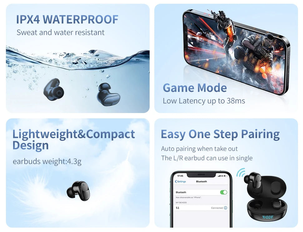 Buy Long Lasting Waterproof Bluetooth 5.3 Earbuds | 60H Battery