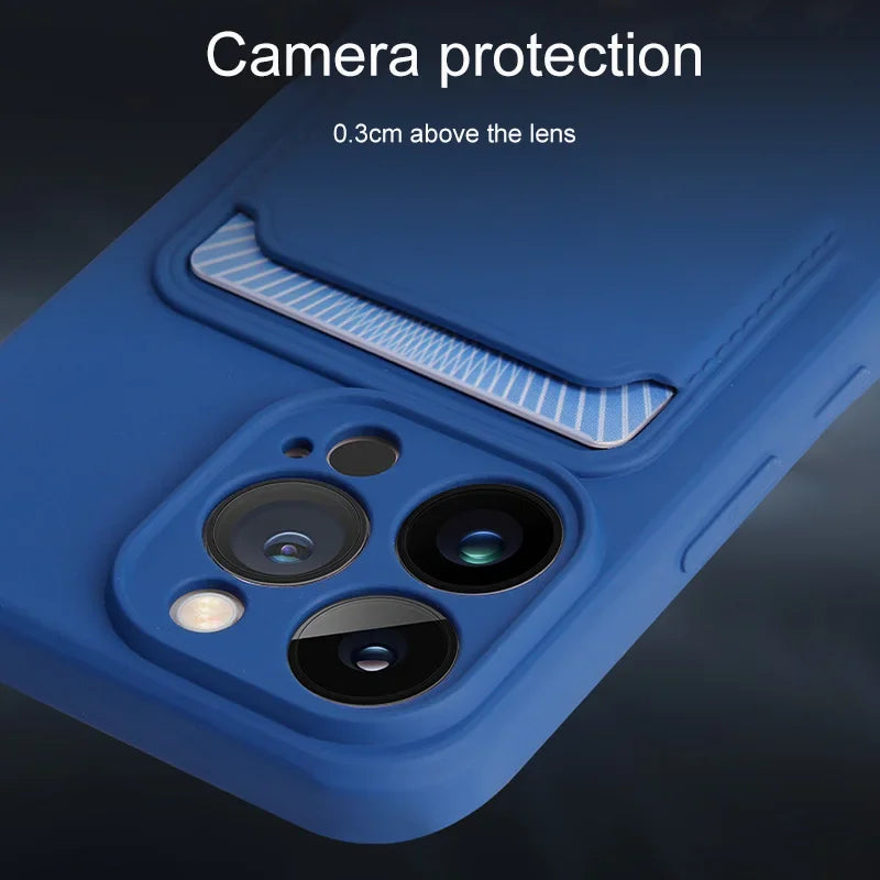 iPhone 16 15 14 Silicone Card Holder Case with Full Camera Protection — iPhone 16 Silicone Card Holder Case