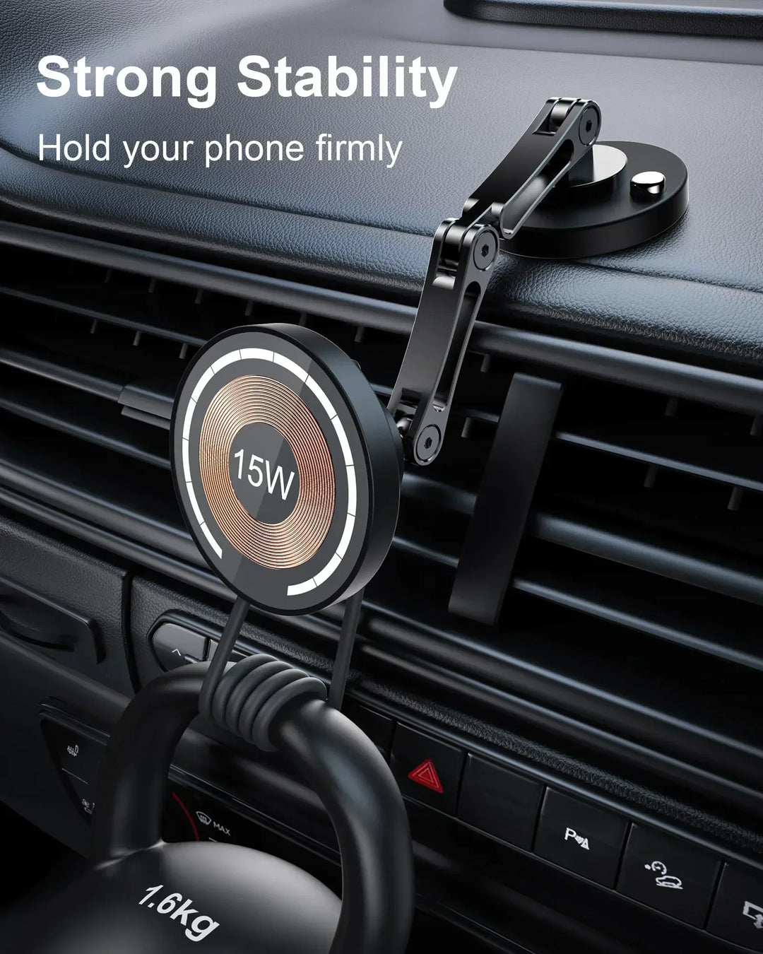 Magnpter 15W Wireless Car Phone Holder – Magnetic Dashboard Mount iPhone & All